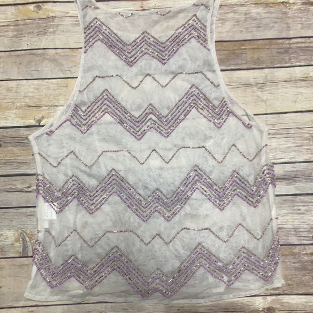 Chan Luu Beaded Mesh Tank Top XS - Picture 2 of 4